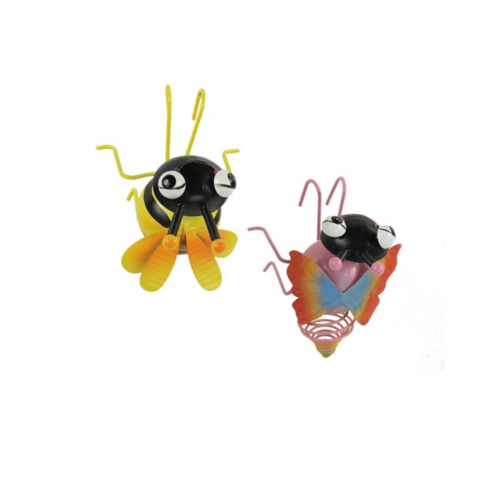 Set of 3 Metal Bug Flower Pot Hanger Decor Figurines